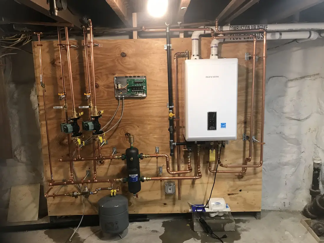 Modern high-efficiency boiler with clean copper piping